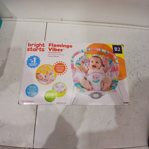 BRIGHT STARTS 3 POINT HARNESS VIBRATING BOUNCER WITH TOY BAR - FLAMINGO VIBES (MODEL:12228) image 5