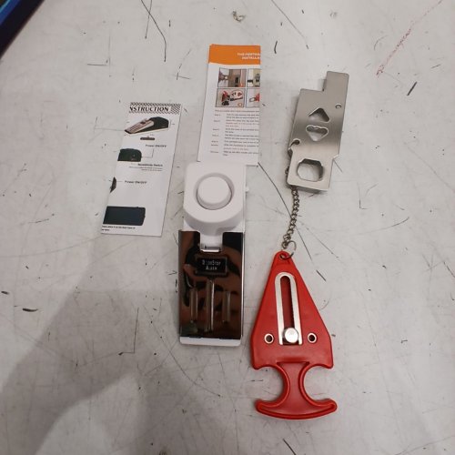 2PC PORTABLE DOOR LOCK AND DOOR STOP ALARM SET- WHITE/RED image 2