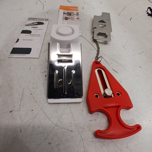 2PC PORTABLE DOOR LOCK AND DOOR STOP ALARM SET- WHITE/RED image 3