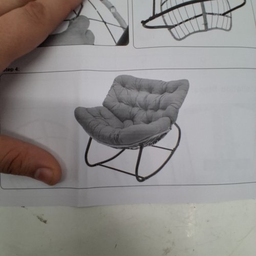 GIANT PATIO EGG ROCKING CHAIR WITH CUSHION AND FRAME - BEIGE (MODEL:RC01) image 5
