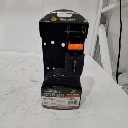 RATCHET STRAP TIE-DOWN SET - 1" X 15FT - BLACK / ORANGE (MODEL:37624) image 7