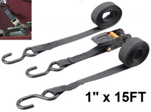 RATCHET STRAP TIE-DOWN SET - 1" X 15FT - BLACK / ORANGE (MODEL:37624) image 2