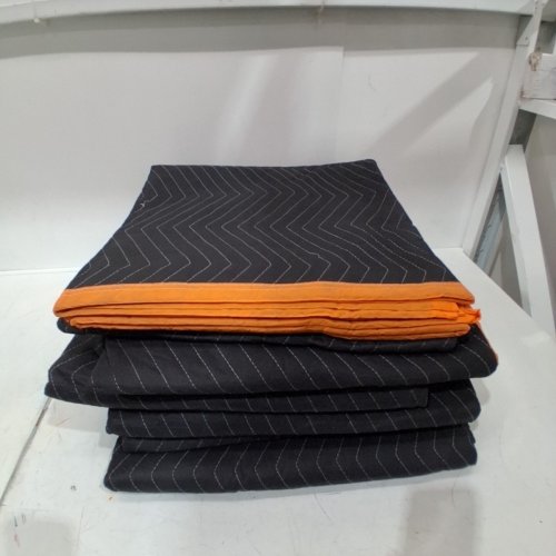 6PK PADDED SOUND DAMPENING FURNITURE MOVING BLANKETS WITH COTTON FILLING - 72" X 40" - BLUE/BLACK/ORANGE (MODEL: YB077-26) image 2