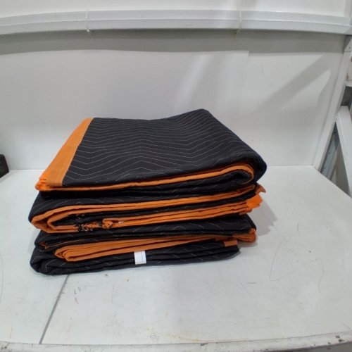 6PK PADDED SOUND DAMPENING FURNITURE MOVING BLANKETS WITH COTTON FILLING - 72" X 40" - BLUE/BLACK/ORANGE (MODEL: YB077-26) image 3