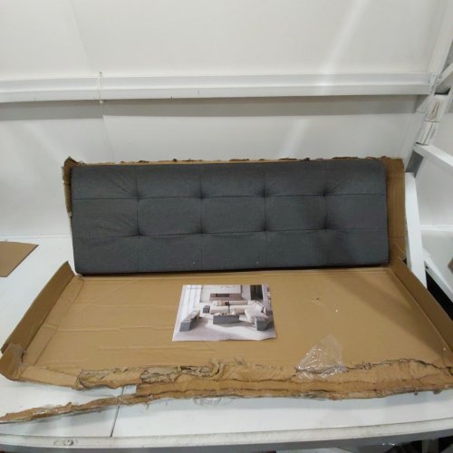 SONGMICS FOLDING STORAGE OTTOMAN BENCH WITH PADDED SEAT - GREY (MODEL: ULSF77K) image 8