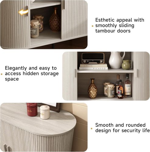 ONBRILL SIDEBOARD BUFFET CABINET WITH SLIDING DOOR - 29.53" X 39.37" X 15.75" - GREY (MODEL: OB-JL-002) image 3