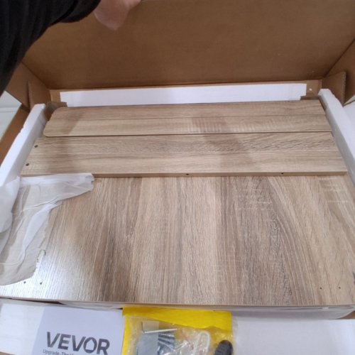 VEVOR WOODEN WASHER & DRYER COUNTERTOP WITH EDGE & 2 HOOKS - 54" X 27.5" - OAK (MODEL: DX0202-C240330S-02) image 5