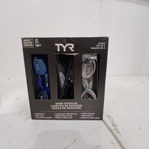 3PK ADULT UNISEX TYR GOGGLES - 16+ YEARS - GREY/BLACK/BLUE (MODEL:1819571) image 5