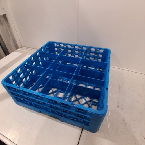 CARLISLE FOODSERVICE PRODUCTS OPTICLEAN PLASTIC DIVIDED GLASS RACK - 19.8"X19.8"X5.5" - BLUE image 2