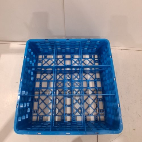 CARLISLE FOODSERVICE PRODUCTS OPTICLEAN PLASTIC DIVIDED GLASS RACK - 19.8"X19.8"X5.5" - BLUE image 3