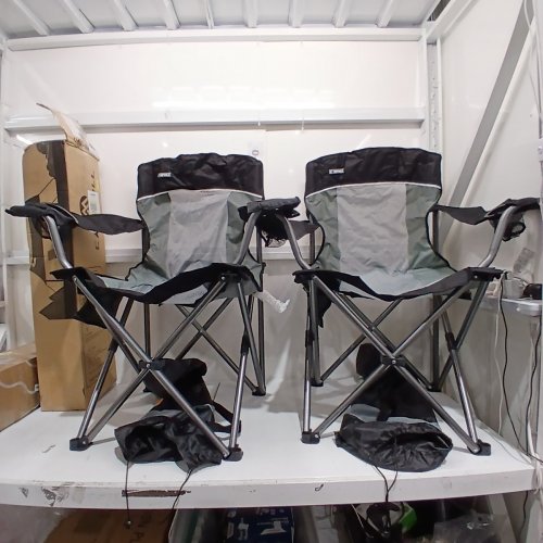 2PK CAMPHILL FOLDING CAMPING CHAIRS WITH CUPHOLDER AND CARRYING BAG - 18.5" X 18.5" X 33" - 225 LBS CAPACITY - BLACK image 2