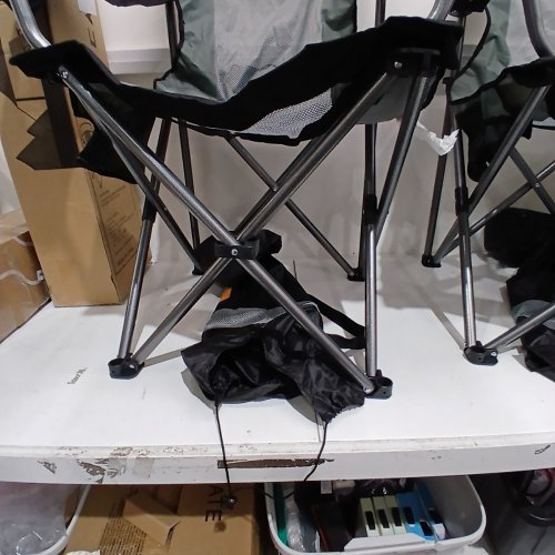 2PK CAMPHILL FOLDING CAMPING CHAIRS WITH CUPHOLDER AND CARRYING BAG - 18.5" X 18.5" X 33" - 225 LBS CAPACITY - BLACK image 3