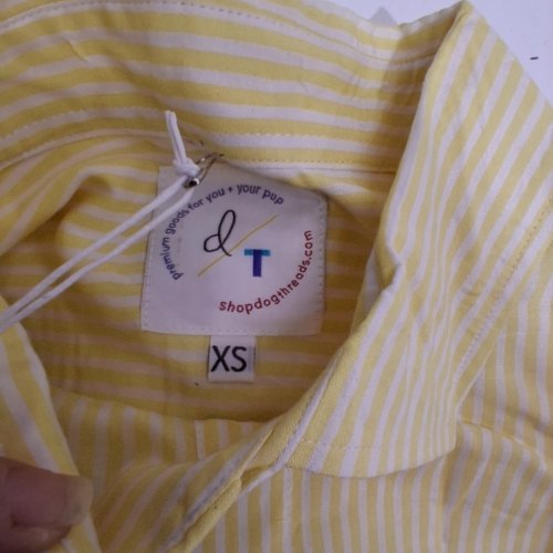 UNISEX DOGTHREADS BY GOOD THOMAS NANTUCKET STRIPED BUTTON-UP SHIRT - EXTRA SMALL - YELLOW/WHITE (STYLE: HMPTNS-TOP-XS) image 3
