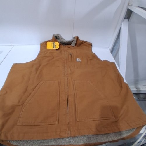 MEN'S CARHARTT LOOSE FIT WASHED DUCK MOCK-NECK VEST - 3XL TALL - CARHARTT BROWN (STYLE: OV4277-M) image 2