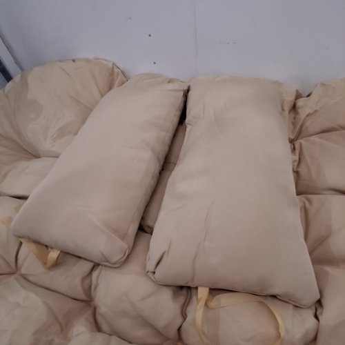 3PC ROUNDED LARGE TUFTED FLOOR PILLOW WITH 2 HEADREST PILLOWS - 59" X 34" - TAUPE image 4