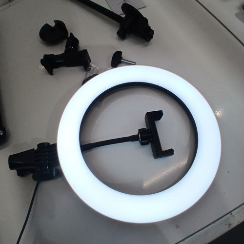 LUXSURE RING LIGHT WITH STAND, PHONE HOLDER, AND OVERHEAD MOUNT - 10.5" - 3 COLOUR TEMPERATURES - BLACK (MODEL: F-537S) image 4