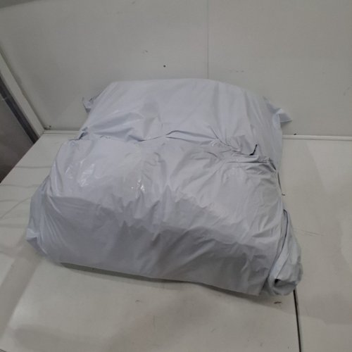 TUFTED OUTDOOR CHAIR CUSHION WITH TIES - HINGED ONE-PIECE DESIGN, REVERSIBLE, RECYCLED POLYFIBER FILL - WHITE/BLUE image 4