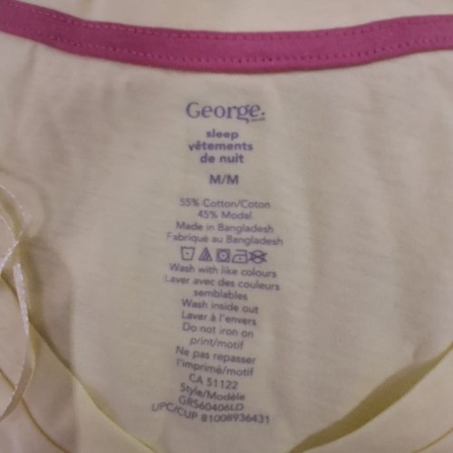 WOMEN'S GEORGE SHORT SLEEVE SLEEP SHIRT 'IN YOUR DREAMS' - MEDIUM - PALE YELLOW (STYLE: GRS60406LD) image 3