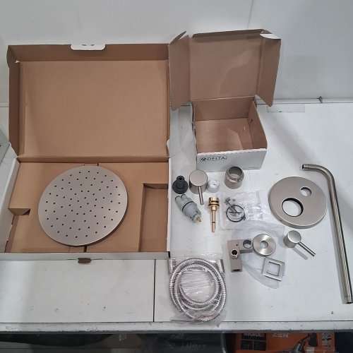 Delta Faucet Modern Raincan 2-Setting Round Shower System - brushed nickel (MODEL: 342702-SP) image 2