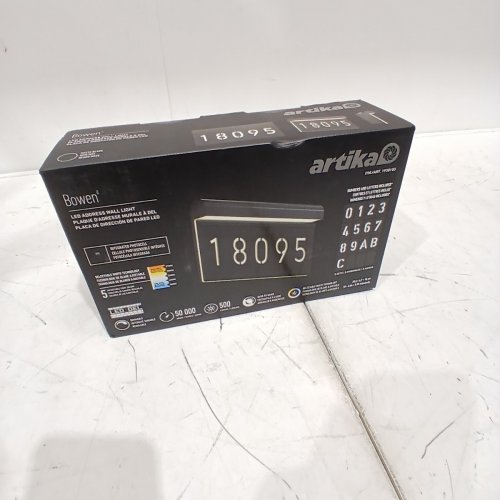 ARTIKA BOWEN HARDWIRED MODERN LED OUTDOOR ADDRESS WALL LIGHT - 2700K - 5000K - 10" X 5" - MATTE BLACK/WHITE (MODEL: OUT-BOW5C-C1BL / 1938103) image 2