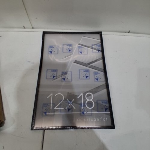 AMERICAN FLAT COMPOSITE WOOD PICTURE FRAME WITH SHATTER RESISTANT GLASS - 12" X 18" - BLACK image 2