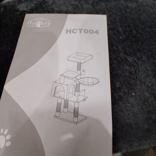 HEYBLY CAT TREE WITH PADDED PLUSH PERCH, COZY HAMMOCK AND SISAL SCRATCHING POSTS - 51" - SMOKEY GREY (MODEL: HCT004G) image 4