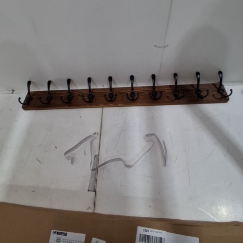 10-HOOK WEBI WALL MOUNTED WOODEN COAT RACK - BLACK/BROWN image 2