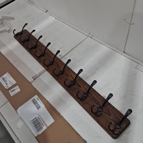 10-HOOK WEBI WALL MOUNTED WOODEN COAT RACK - BLACK/BROWN image 3