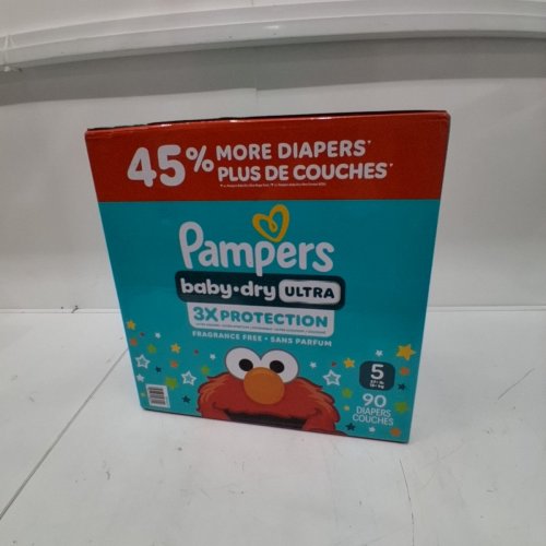 90PK PAMPERS BABY DRY ULTRA DISPOSABLE BABY DIAPERS - SIZE 5 (27+LB) image 2