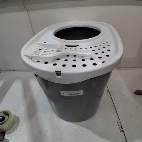 IRIS TOP ENTRY CAT LITTER BOX WITH LITTER SCOOP - 46L - GREY/WHITE (MODEL: TECL-20) image 2
