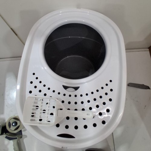 IRIS TOP ENTRY CAT LITTER BOX WITH LITTER SCOOP - 46L - GREY/WHITE (MODEL: TECL-20) image 3