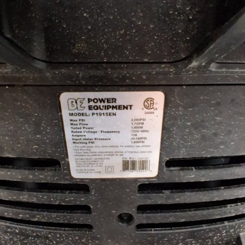 BE POWER EQUIPMENT ELECTRIC HIGH PRESSURE WASHER - 2,000 PSI MAX / 1.7 GPM / 1,600W / 120 V / 13A - BLACK (MODEL: P1915EN) image 9