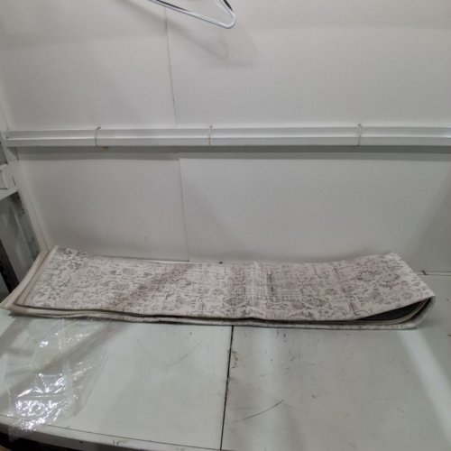 VINTAGE PATTERNED TEXTILE RUNNER RUG - 3 X 10FT - GREY image 3