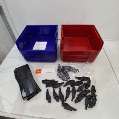 6PK HANGING PLASTIC STORAGE BIN - 11" X 11" X 5" - RED/BLUE (MODEL: V4) image 2