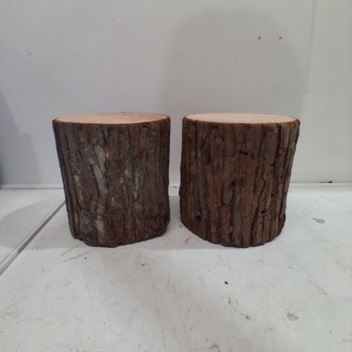 2PK ARTIFICIAL WOOD LOG CENTERPIECES -5.5"D X 6"H - BROWN image 2