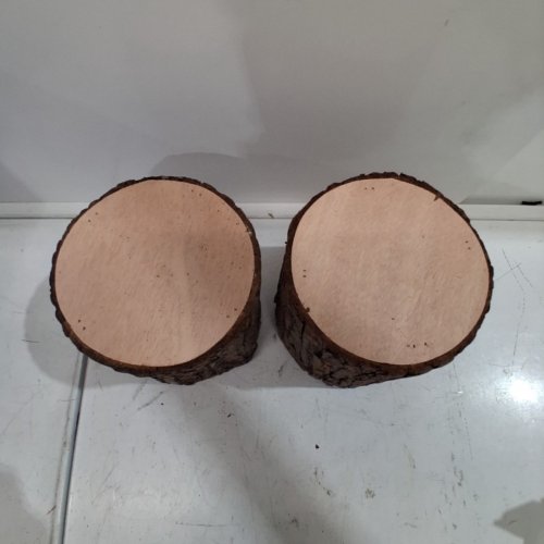 2PK ARTIFICIAL WOOD LOG CENTERPIECES -5.5"D X 6"H - BROWN image 3