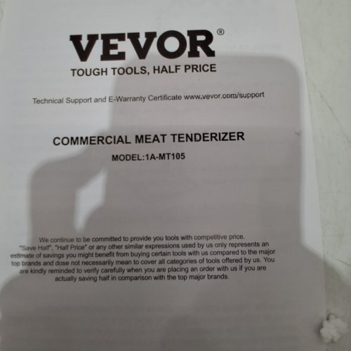 COMMERCIAL HEAVY DUTY MEAT TENDERIZER - 5.8" FEED PORT - BLACK (MODEL: 1A-MT105) image 2