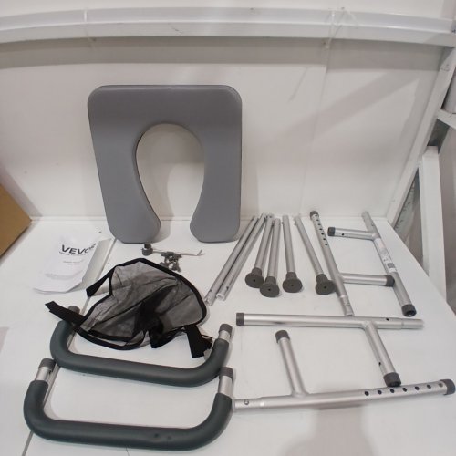 VEVOR UNIVERSAL RAISED HEIGHT ADJUSTABLE TOILET SEAT WITH PADDED SEAT & ALUMINUM FRAME - 19.3" - 25.2" - 350LBS WEIGHT CAPACITY - GREY (MODEL: FBL760598) image 2