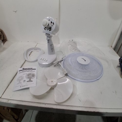 TOOLTECH 3-SPEED OSCILLATING DESK FAN - 12" - WHITE (MODEL: 100075) image 3
