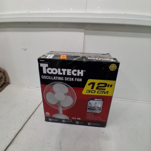 TOOLTECH 3-SPEED OSCILLATING DESK FAN - 12" - WHITE (MODEL: 100075) image 4