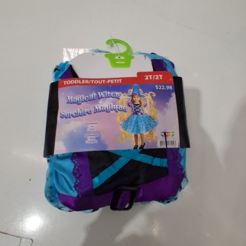 2PC TODDLER MAGICAL WITCH COSTUME DRESS AND HAT - 2T - BLUE/PURPLE image 2