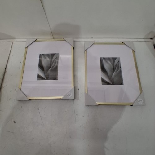 2PK THRESHOLD THIN ALUMINUM METAL PICTURE FRAME - 11" X 14"/5" X 7" WITH MAT - GOLD image 3