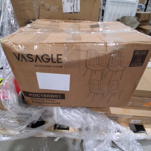 4PK VASAGLE UPHOLSTERED DINING KITCHEN CHAIRS - ADJUSTABLE FEET, CHENILLE FABRIC PU - CREAM WHITE (MODEL: KDC188W01) image 5