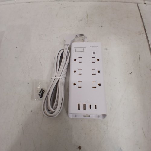 ADDTAM POWER STRIP SURGE PROTECTOR EXTENSION CORD WITH 6 OUTLETS AND 4 USB PORTS (2USB C) FLAT PLUG - 10FT - WHITE - (MODEL:AD5006C2L) image 2