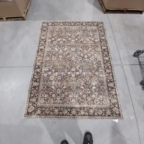 ANTIQUE FLORAL PATTERNED AREA RUG - 5.5FT X 6.5FT - BROWN AND BEIGE image 2