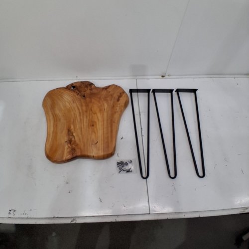WELLAND UNIQUE NATURAL EDGE CEDAR WOOD END TABLE WITH HAIRPIN LEGS - 21"- WOOD/BLACK - (MODEL:WFC950-540) image 2