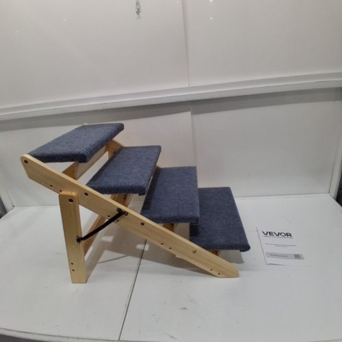 4-STEP DOG STAIRS - 25" X 18.5" X 19" - 150LB CAPACITY - GREY/WOOD (MODEL: ZD-25DOG06) image 3
