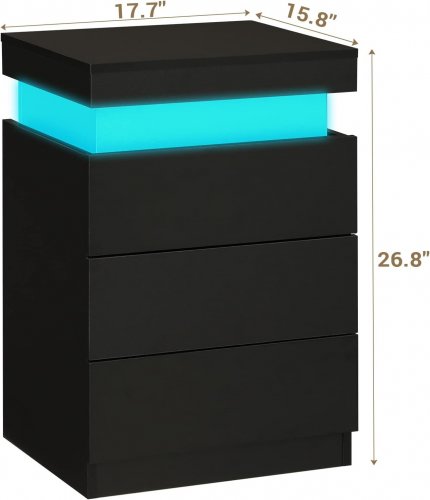 ADORNEVE BEDROOM 2-DRAWER CHARGING NIGHTSTAND WITH SLIDING DOOR AND LED LIGHT -BLACK (MODEL: AJ-DJ504399_1) image 3