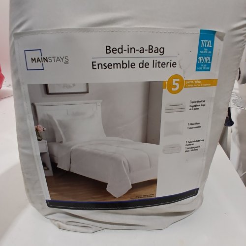 5PC MAINSTAYS BED-IN-A-BAG BEDDING SET - TWIN XL - WHITE image 2