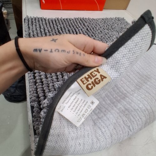 EHCYCIGA ORIGINAL LUXURY SHAGGY BATH MAT - 24" X 17" -GREY\black image 2